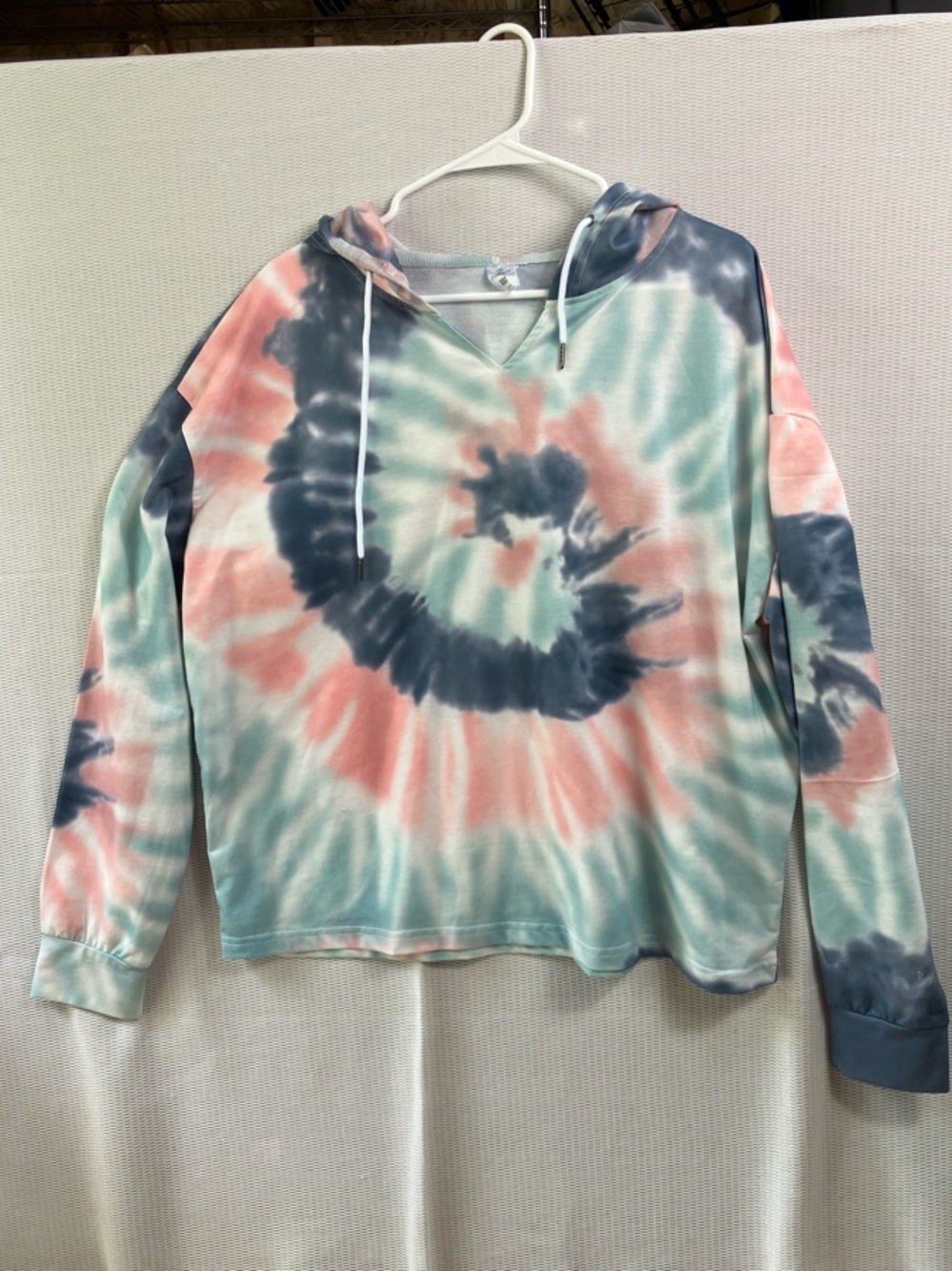 Freestyle Tie-Dye Hoodie in Teal, Coral & Navy